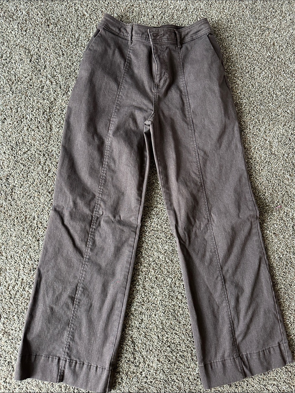 High-Rise Wide-Leg Pants in Charcoal Brown